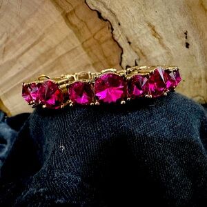 Tasha Gold Plate Bracelet with pink Crystal Stones